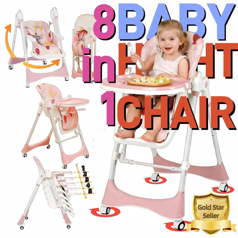 8-in-1 Convertible Baby High Chair with Rocking Mode