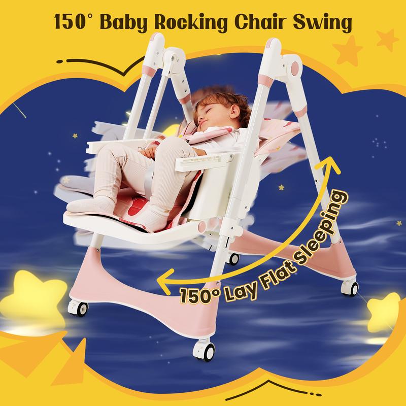 8-in-1 Convertible Baby High Chair with Rocking Mode
